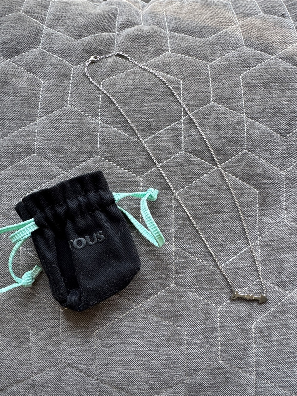 TOUS Silver Dainty Arrow & Bear Necklace